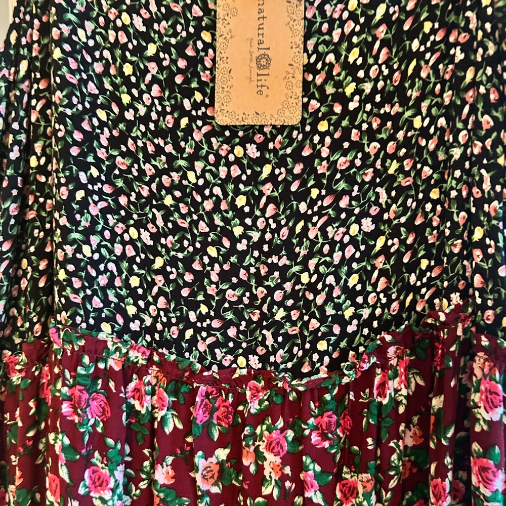 NATURAL LIFE Black and Red Tiered Maxi Sundress - Picture 3 of 5
